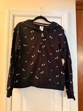 Disney Black Hooded Zip Jacket with White Eye Print